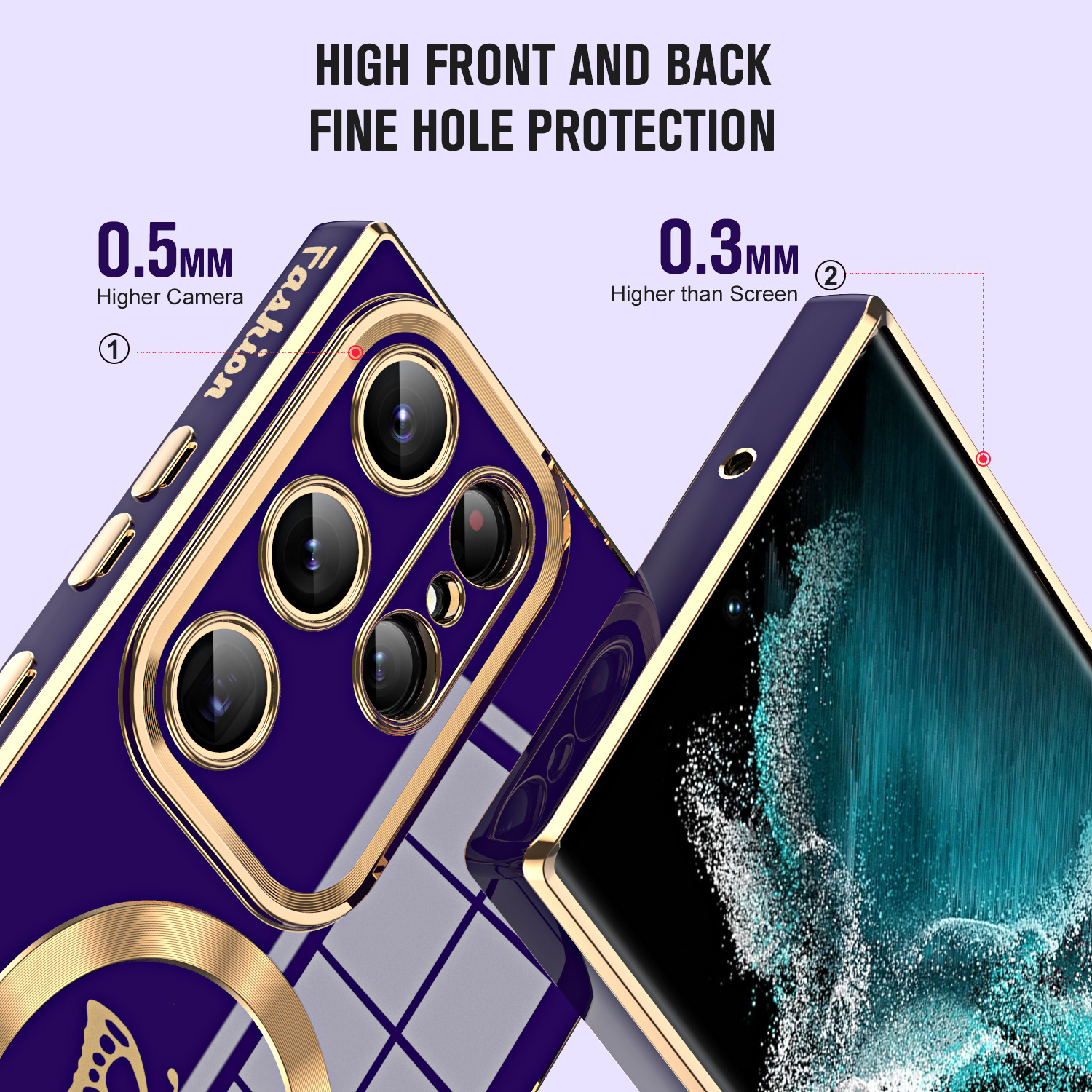 เคสโทรศัพท์มือถือแม่เหล็กชุบผีเสื้อสำหรับ Samsung Galaxy S23 S22 S21