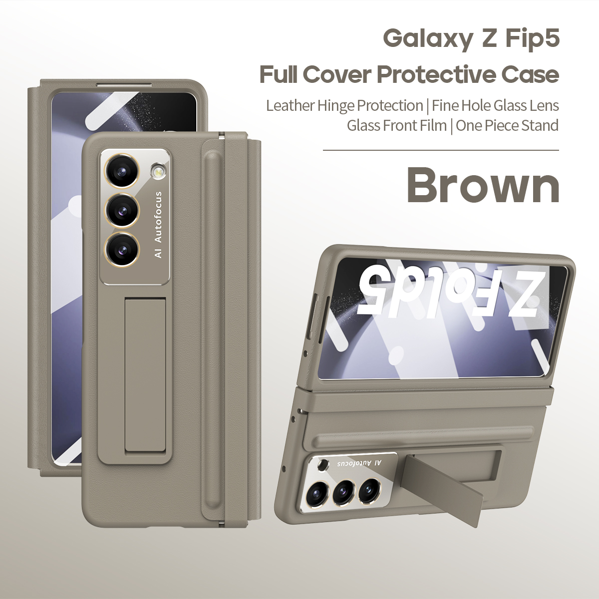 เหมาะสำหรับ Samsung Z Fold5/4/3 เคสโทรศัพท์หนังสีทึบแบบบานพับพับเก็บได้พร้อมฟิล์มกระจกนิรภัย