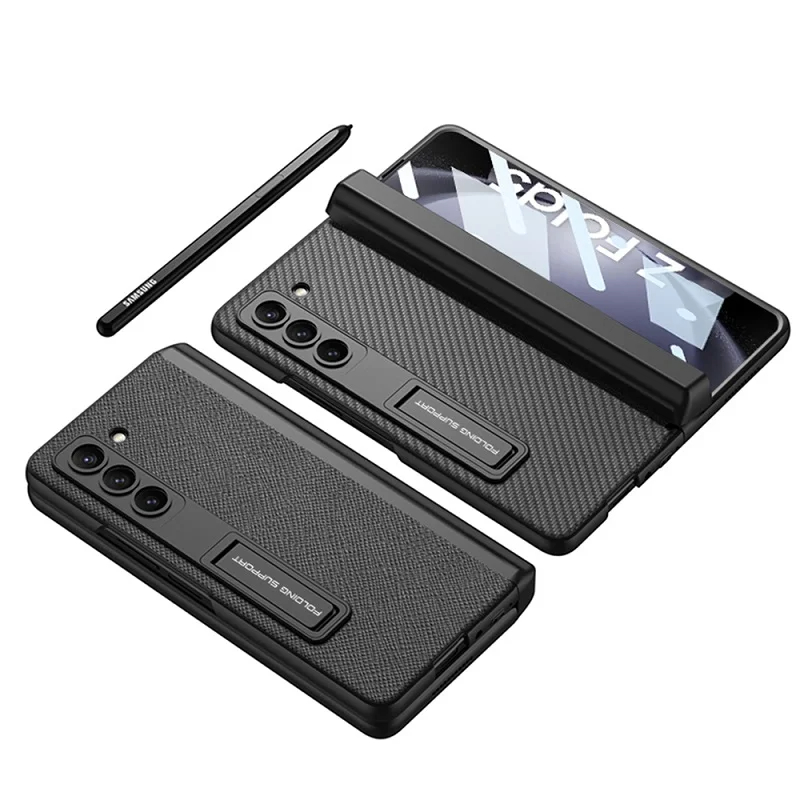 เหมาะสำหรับ Samsung Z Fold5/4/3 กรณีโทรศัพท์มือถือผิวธรรมดาแม่เหล็กดูดบานพับปากกากรณีผู้ถือทั้งหมดรวมกรณีป้องกัน