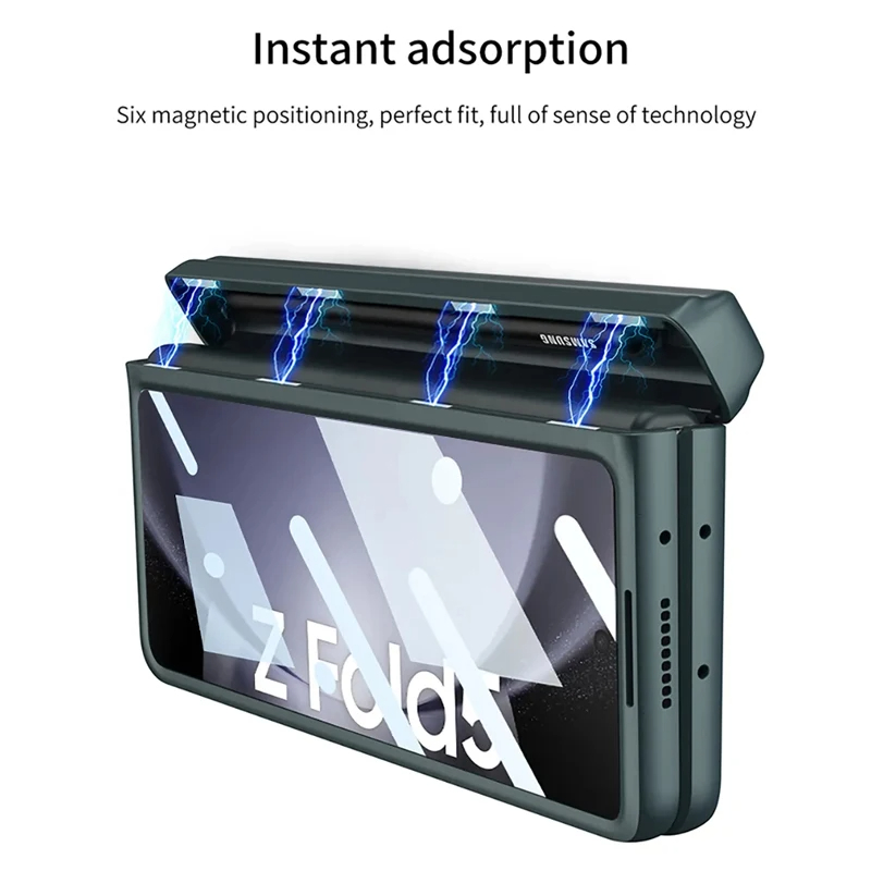 เหมาะสำหรับ Samsung Z Fold5/4/3 กรณีโทรศัพท์มือถือผิวธรรมดาแม่เหล็กดูดบานพับปากกากรณีผู้ถือทั้งหมดรวมกรณีป้องกัน