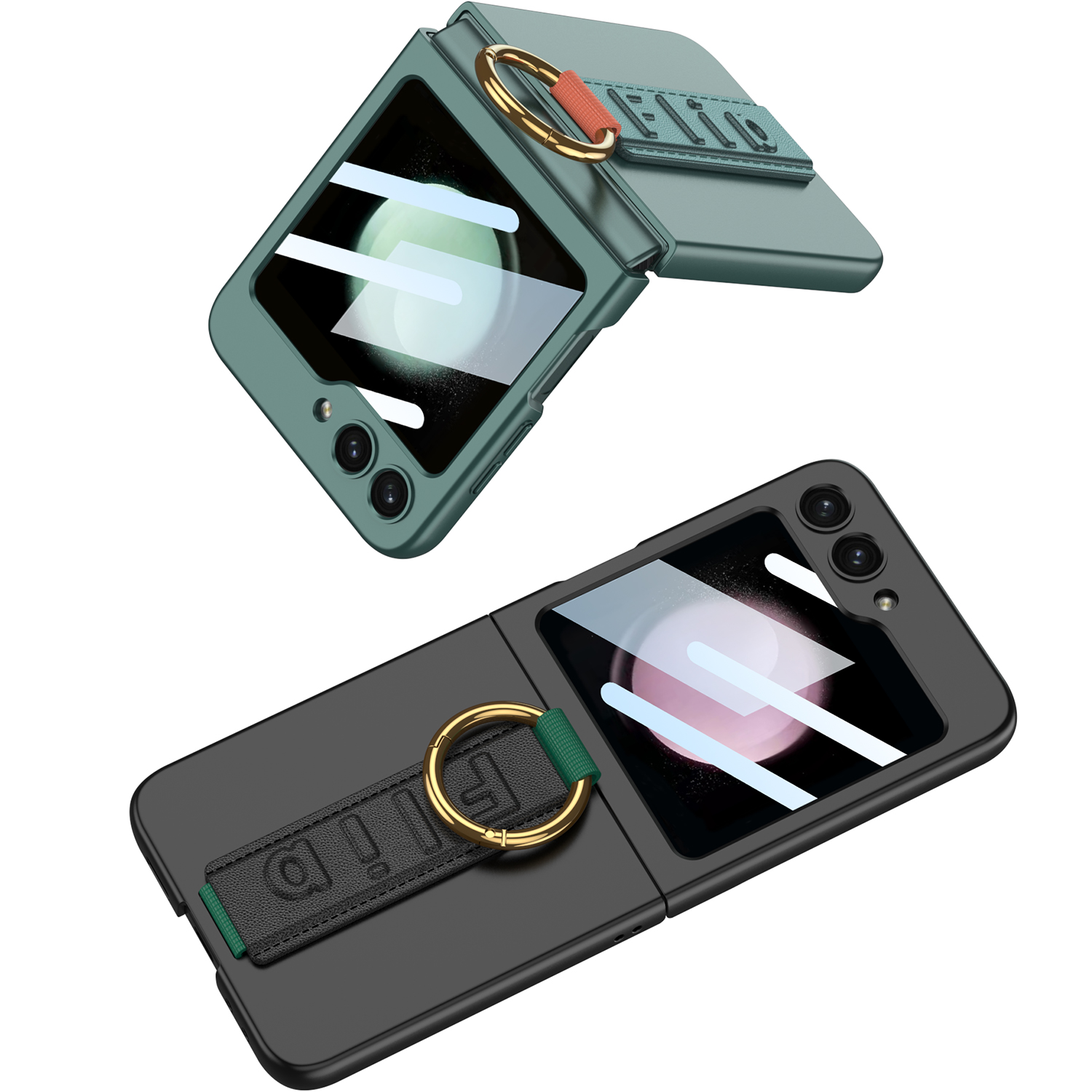 เหมาะสำหรับ Samsung Z Flip5/4/3 อัลตร้าบางฮาร์ดกันกระแทกสายรัดข้อมือแหวนขนาดเล็กป้องกันหน้าจอปกโทรศัพท์