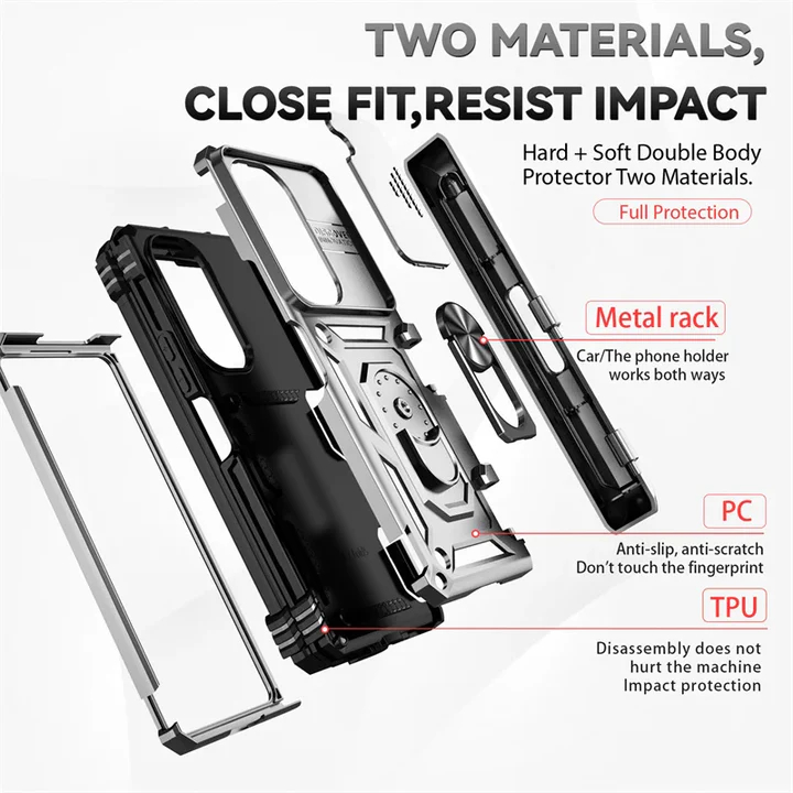 適用於三星Z Fold7/6/5/4軍士推窗防指紋保護殼