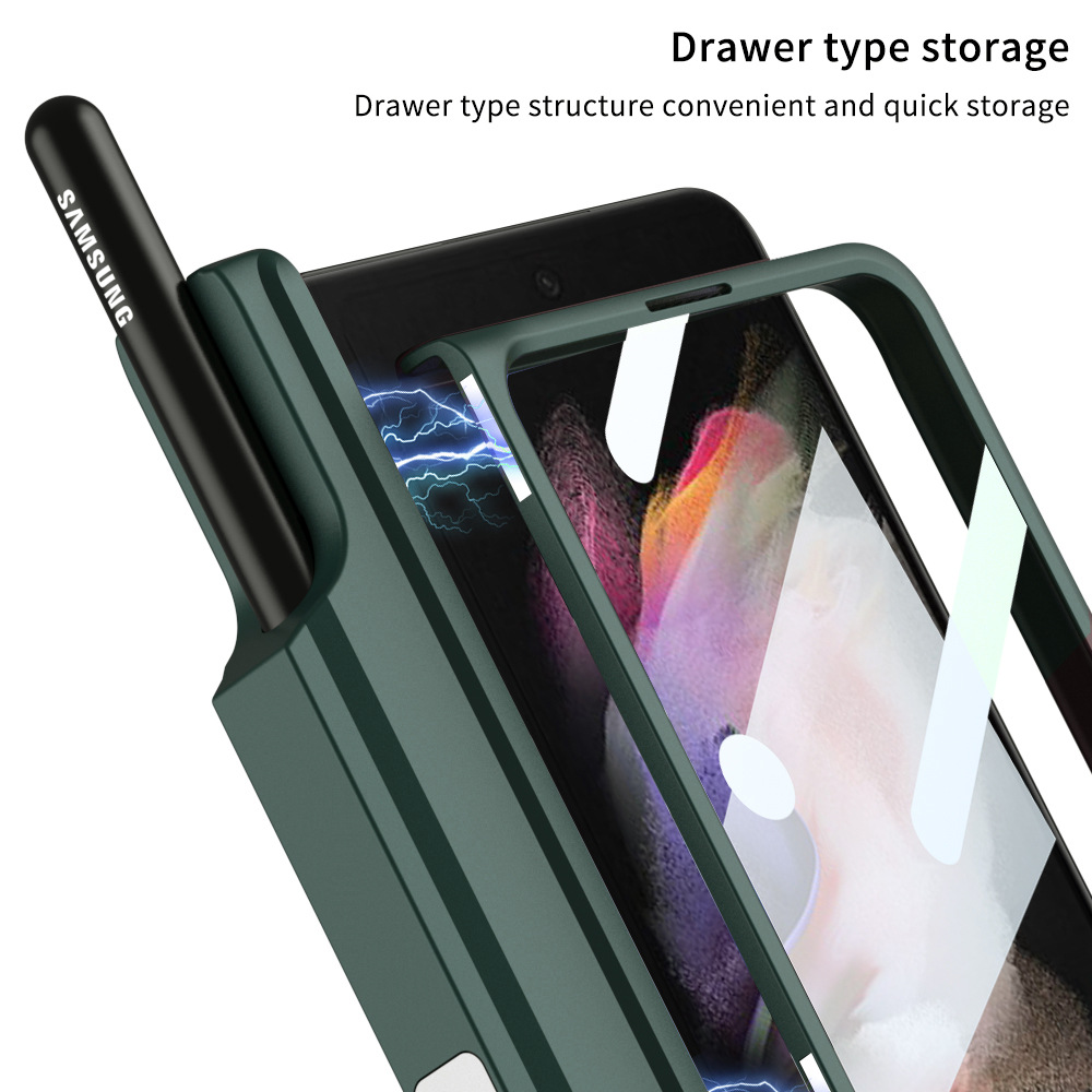 COMPATIBLE WITH SAMSUNG Z FOLD4/3 MAGNETIC WIRELESS CHARGING PHONE CASE With pen slot and mobile phone stand