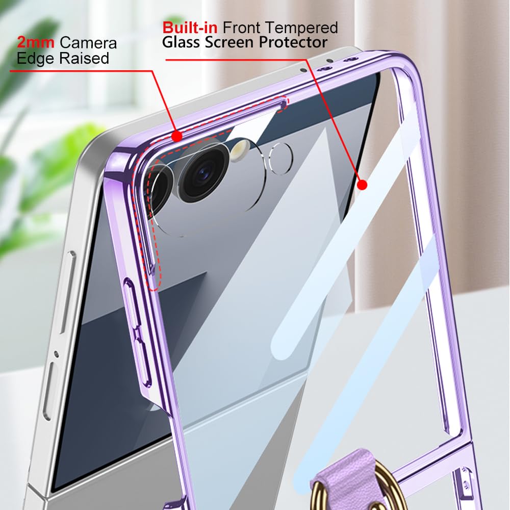 全新透明玻璃手機殼適用於三星 Galaxy Z Flip7/6/5/4/3 5G