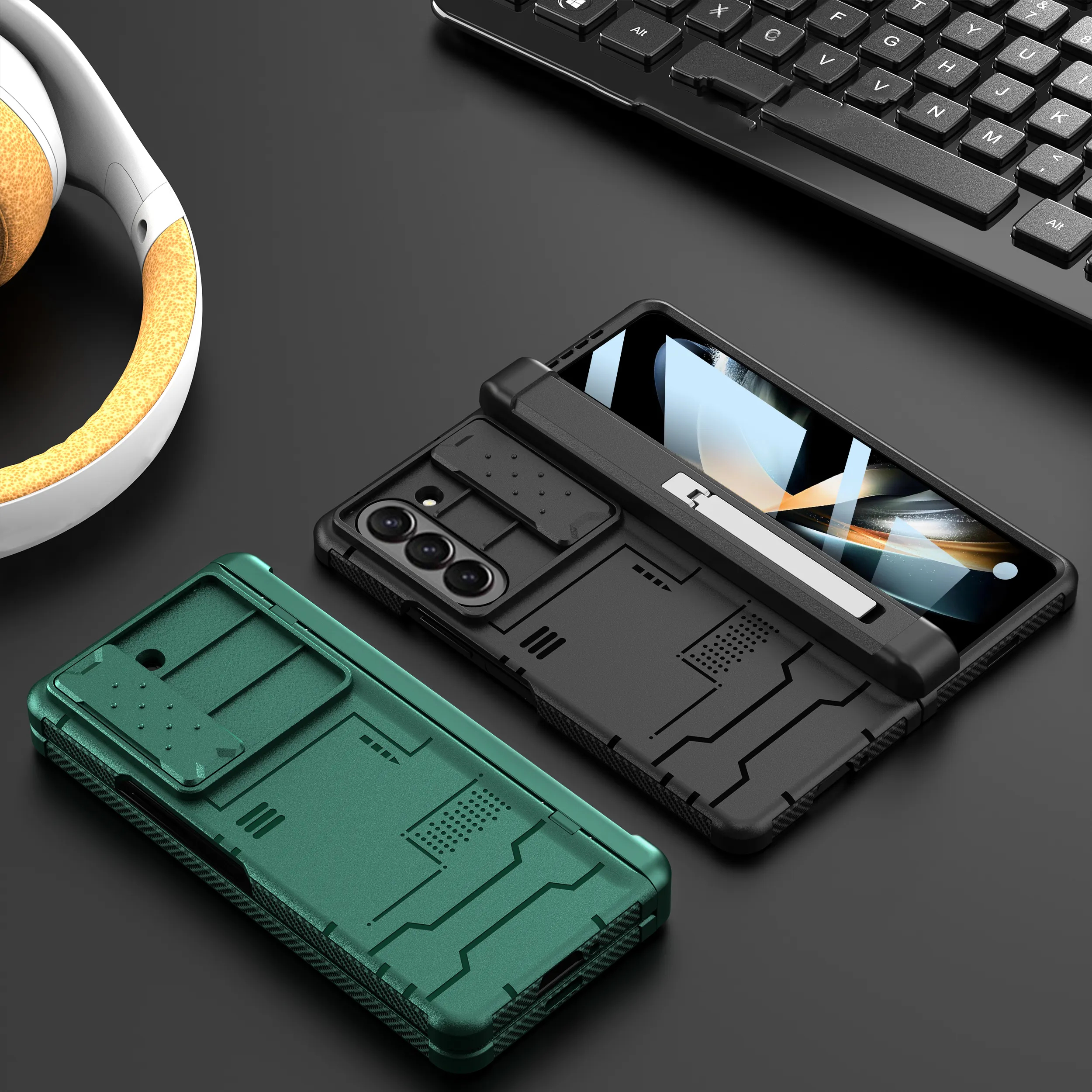 สำหรับ Samsung Z Fold5/4/3 บานพับผู้ถือเลนส์ครอบคลุมกรณีโทรศัพท์