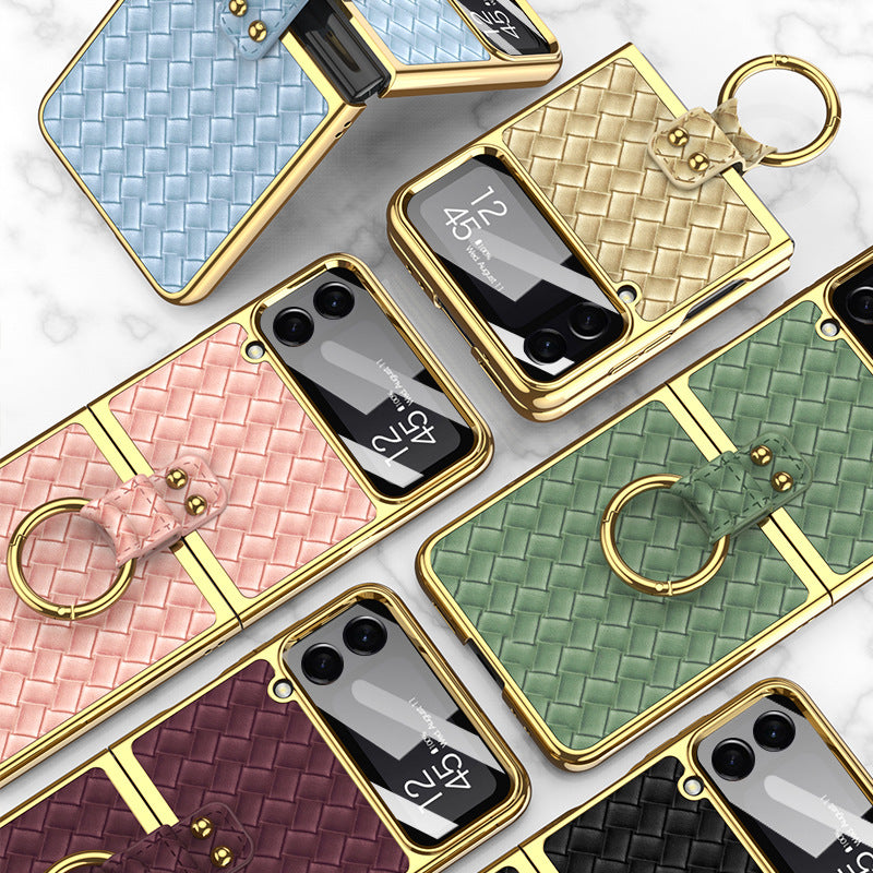 New Premium Woven Texture Ring Holder Case for Samsung Galaxy Z Flip4/Flip3 5G
