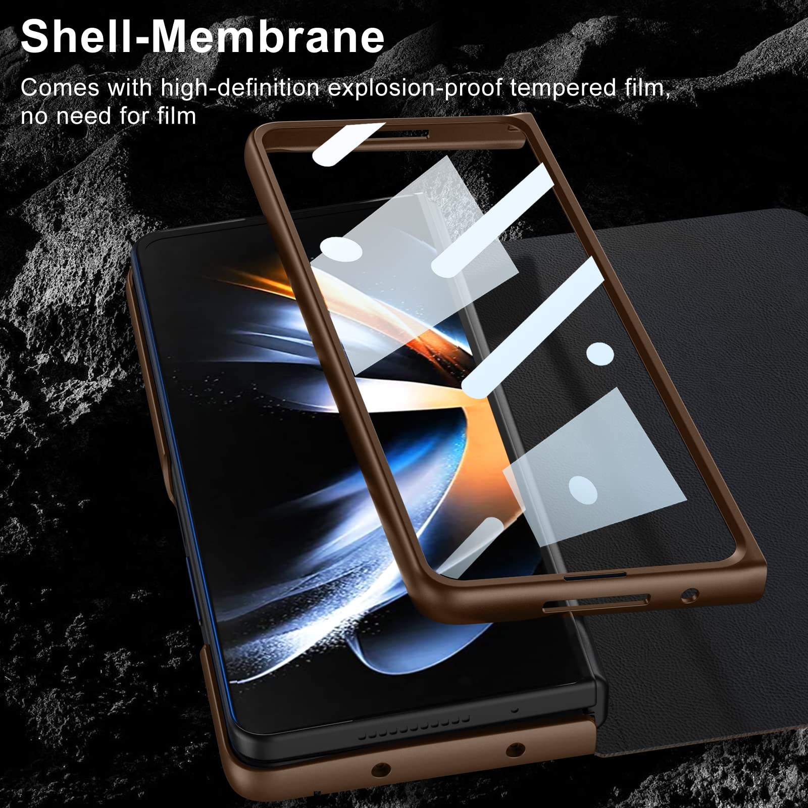 เหมาะสำหรับ Samsung Z Fold5/4/3 Creative Flip SHELL Warrior Business ที่วางปากกาที่ถอดออกได้เคสโทรศัพท์มือถือ