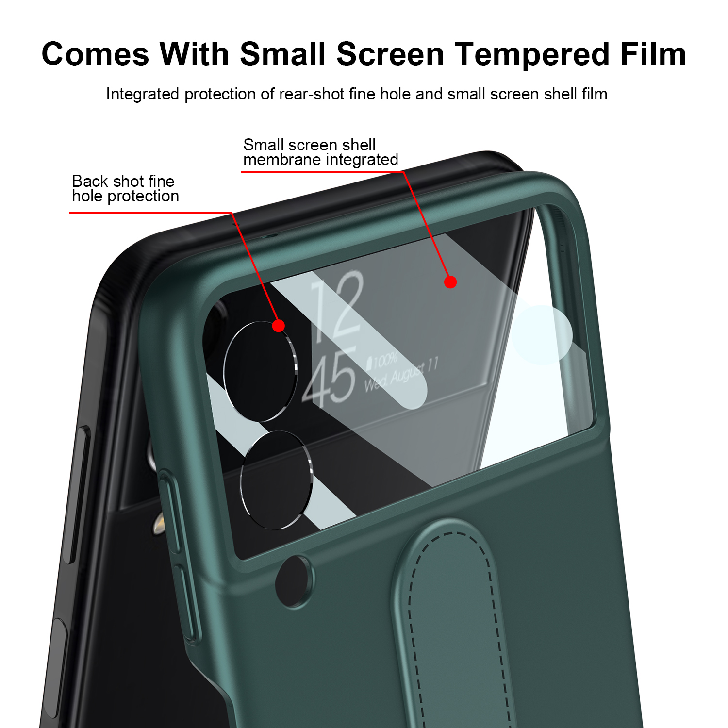 เหมาะสำหรับ Samsung Z Flip5/4/3 สีลูกกวาดกันกระแทก Matte ด้านหน้า HD ฟิล์มแก้วปกป้องฝาครอบพร้อมขายึดแหวน