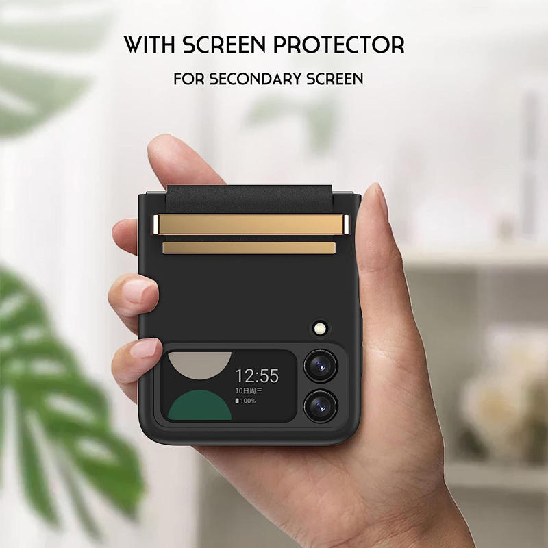 เหมาะสำหรับ Samsung Z Flip5/4/3 การป้องกันบานพับและตัวป้องกันหน้าจอด้านหลังเคสโทรศัพท์หรูหรา