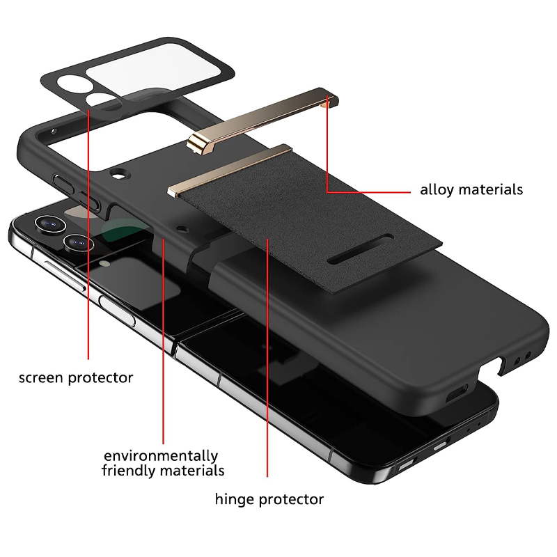 เหมาะสำหรับ Samsung Z Flip5/4/3 การป้องกันบานพับและตัวป้องกันหน้าจอด้านหลังเคสโทรศัพท์หรูหรา