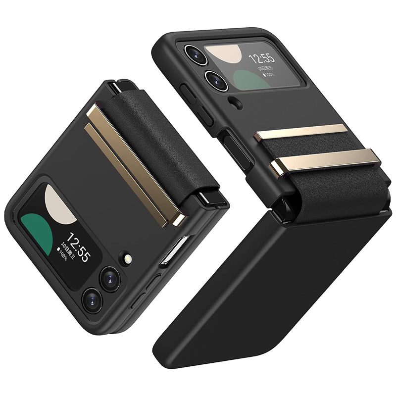 เหมาะสำหรับ Samsung Z Flip5/4/3 การป้องกันบานพับและตัวป้องกันหน้าจอด้านหลังเคสโทรศัพท์หรูหรา