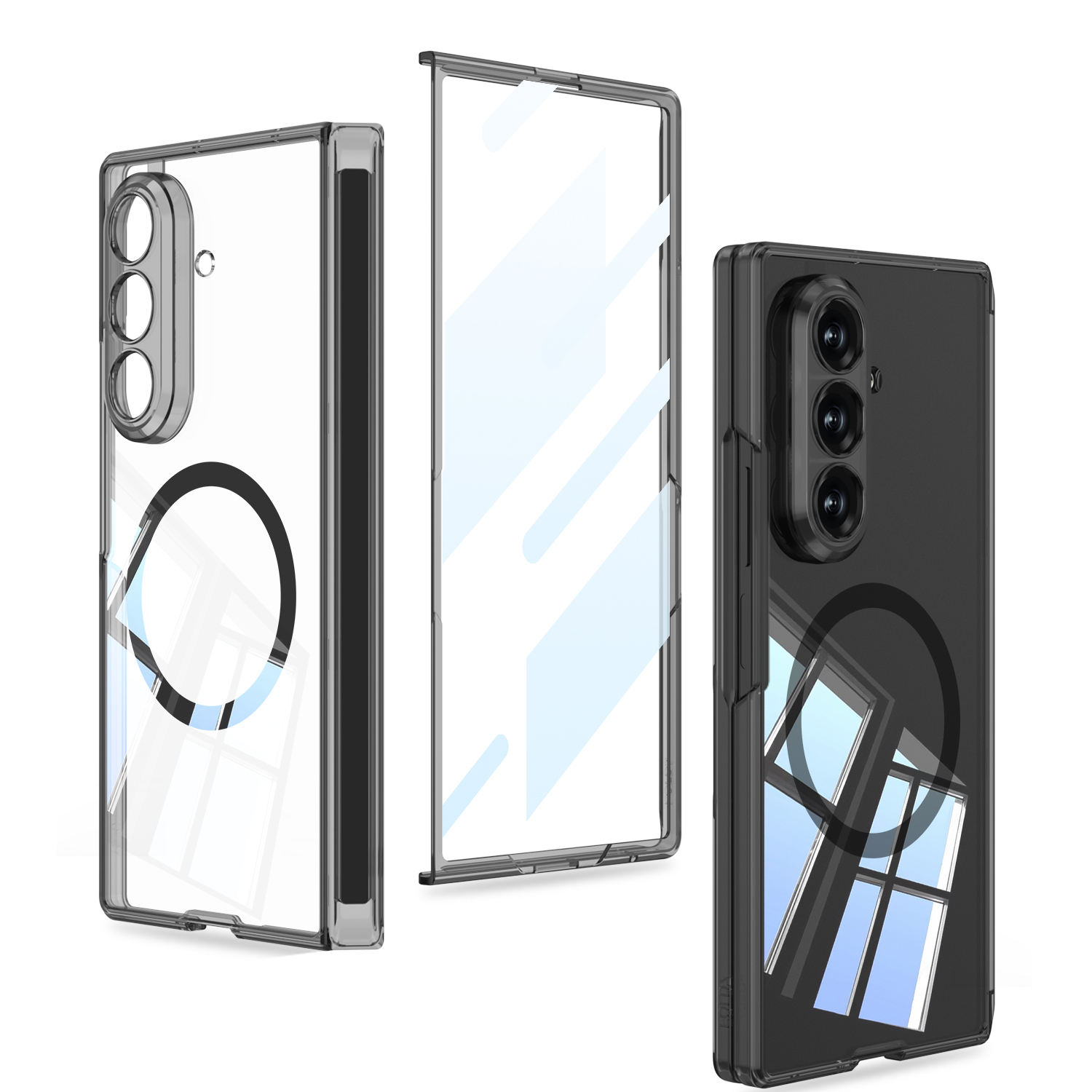 適用於三星Z Fold7/6/5新款原裝高品質透明磁吸保護殼