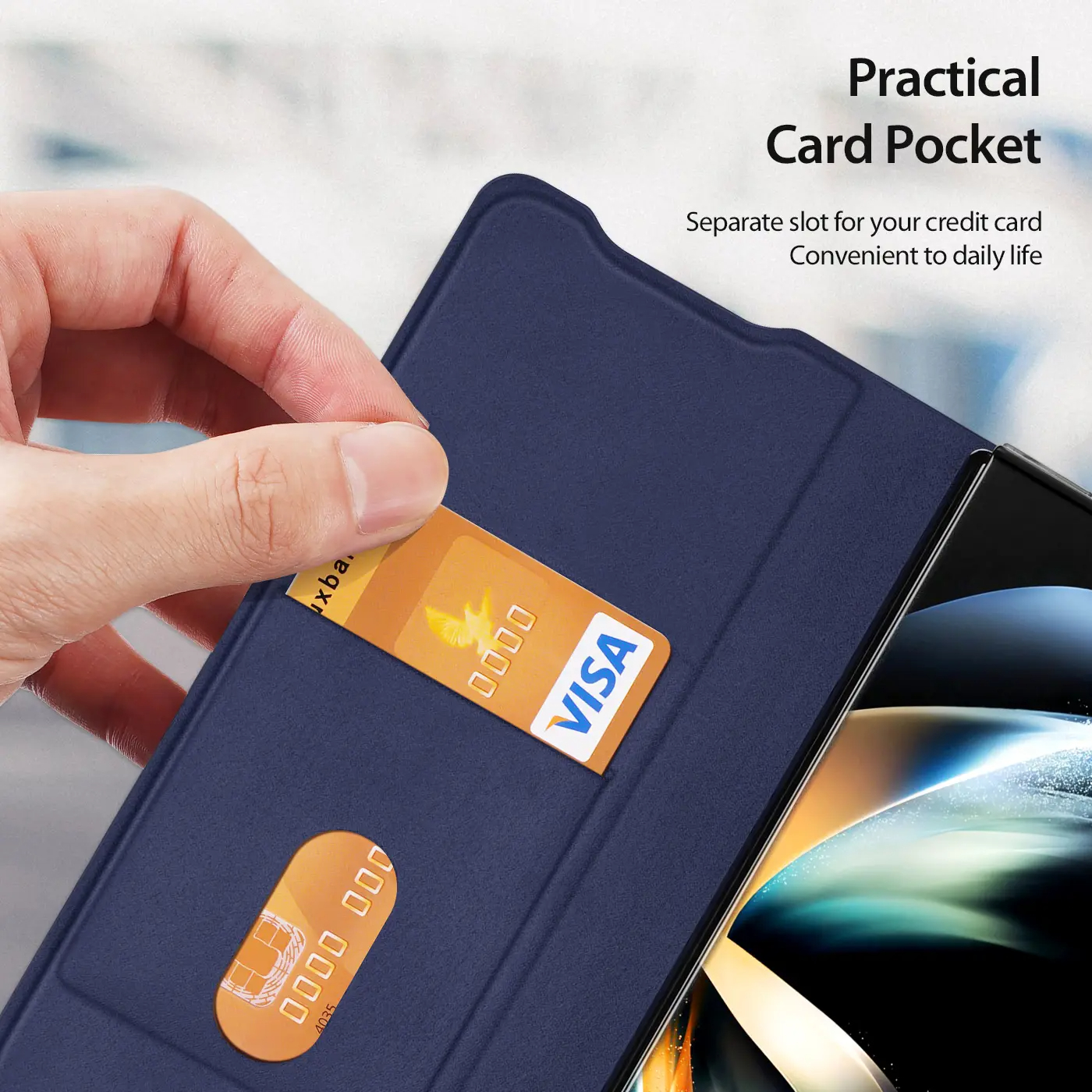 สำหรับ Samsung Z Fold 5/4/3 สไตล์ธุรกิจหนังกรณีใส่บัตรกรณีโทรศัพท์