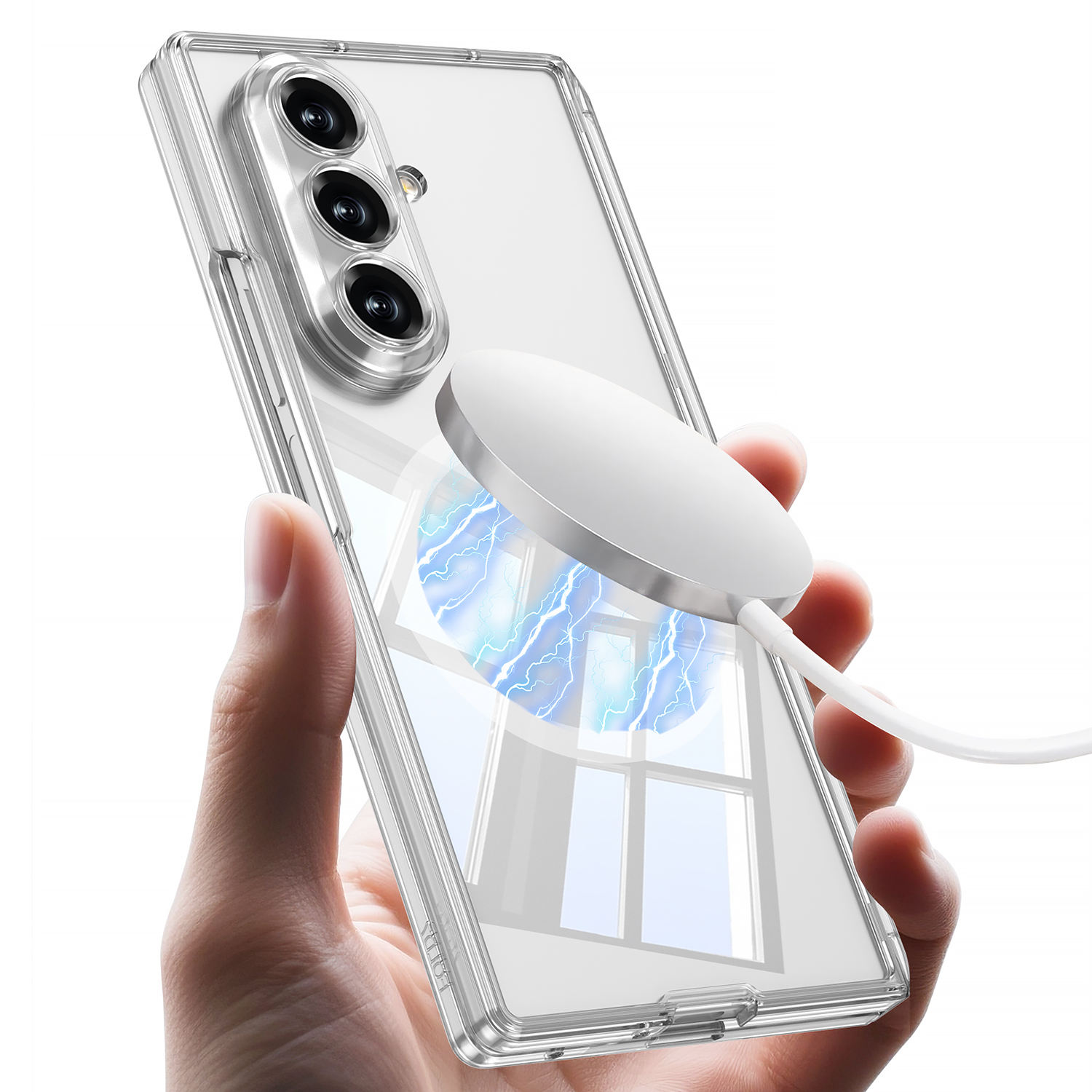 適用於三星Z Fold7/6/5新款原裝高品質透明磁吸保護殼