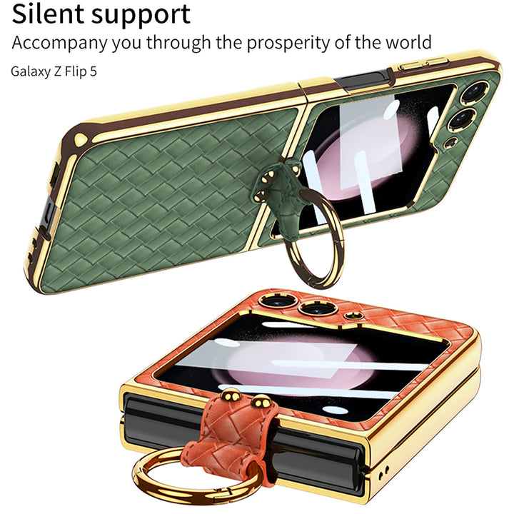 New Premium Woven Texture Ring Holder Case for Samsung Galaxy Z Flip5/4/3 5G