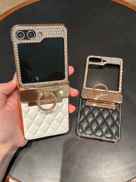 ใช้ได้กับ Samsung Z Flip5/4/3 5G Advanced Temperament Sticker Drill เคสโทรศัพท์มือถือ