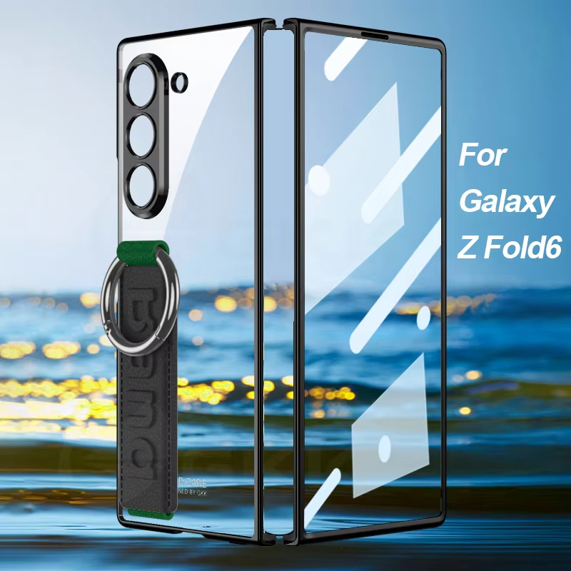 適用於三星Z Fold6透明電鍍側邊腕帶指環保護殼