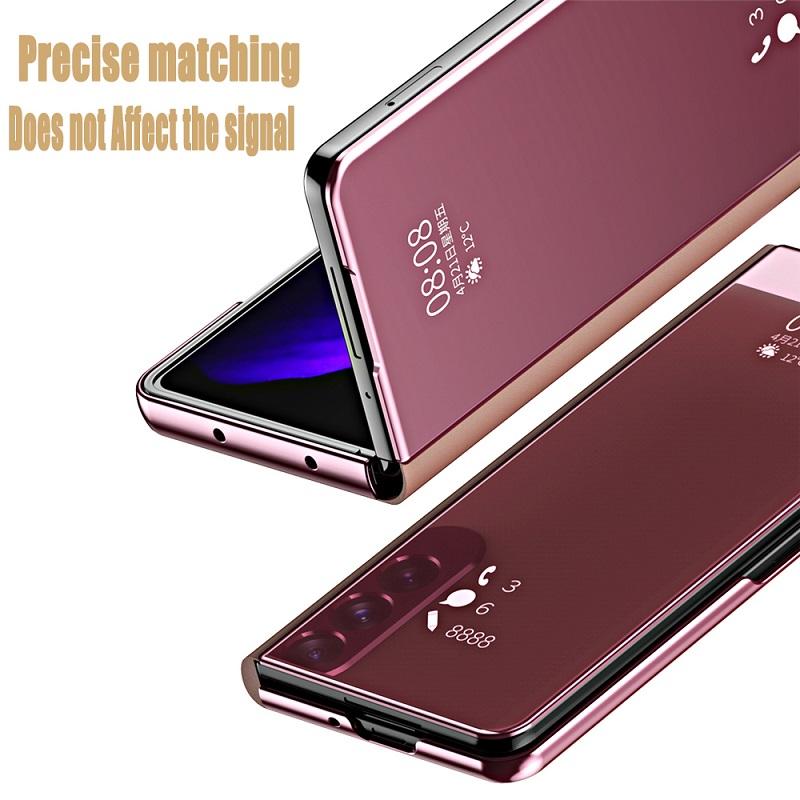 เหมาะสำหรับซัมซุง Z Fold5/4/3 กรณีโทรศัพท์มือถือหน้าจอพับสมาร์ทพลิกกระจกครอบคลุมทั้งหมดตกแจ็คเก็ต