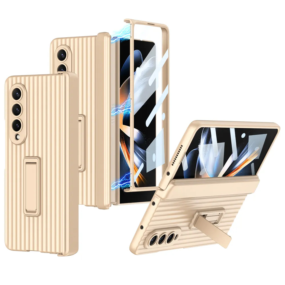สำหรับ Samsung Galaxy Z Fold5/4/3 กรณีโทรศัพท์เดินทางแม่เหล็กดูดแกนบานพับกรณีฟิล์มผู้ถือทั้งหมดในหนึ่งรวมป้องกันกรณี