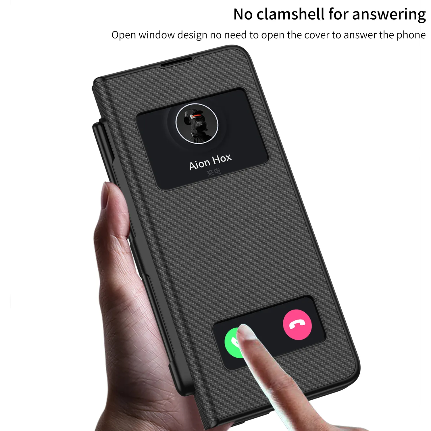 เหมาะสำหรับ Samsung Z Fold5 กรณีโทรศัพท์ฟรีพลิกกลับตอบรับหนังพับได้ปากกาเปิดหน้าต่างคู่ช่องป้องกันกรณี