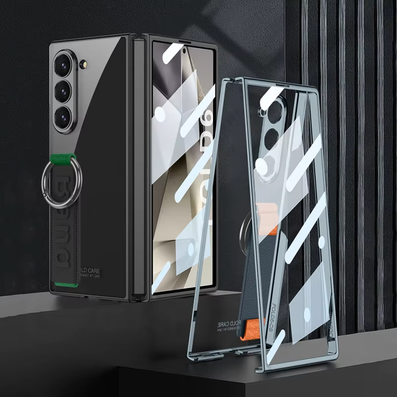 適用於三星Z Fold6透明電鍍側邊腕帶指環保護殼