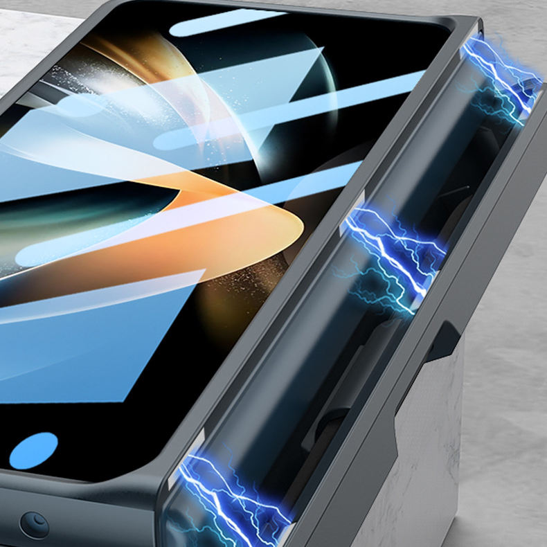 เหมาะสำหรับ Samsung Z Fold4 กรณีโทรศัพท์เครื่องผลักดันกลางปากกากรณีบุคลิกภาพแม่เหล็กดูดบานพับกรณีฟิล์มครอบคลุมทุกกรณีป้องกัน
