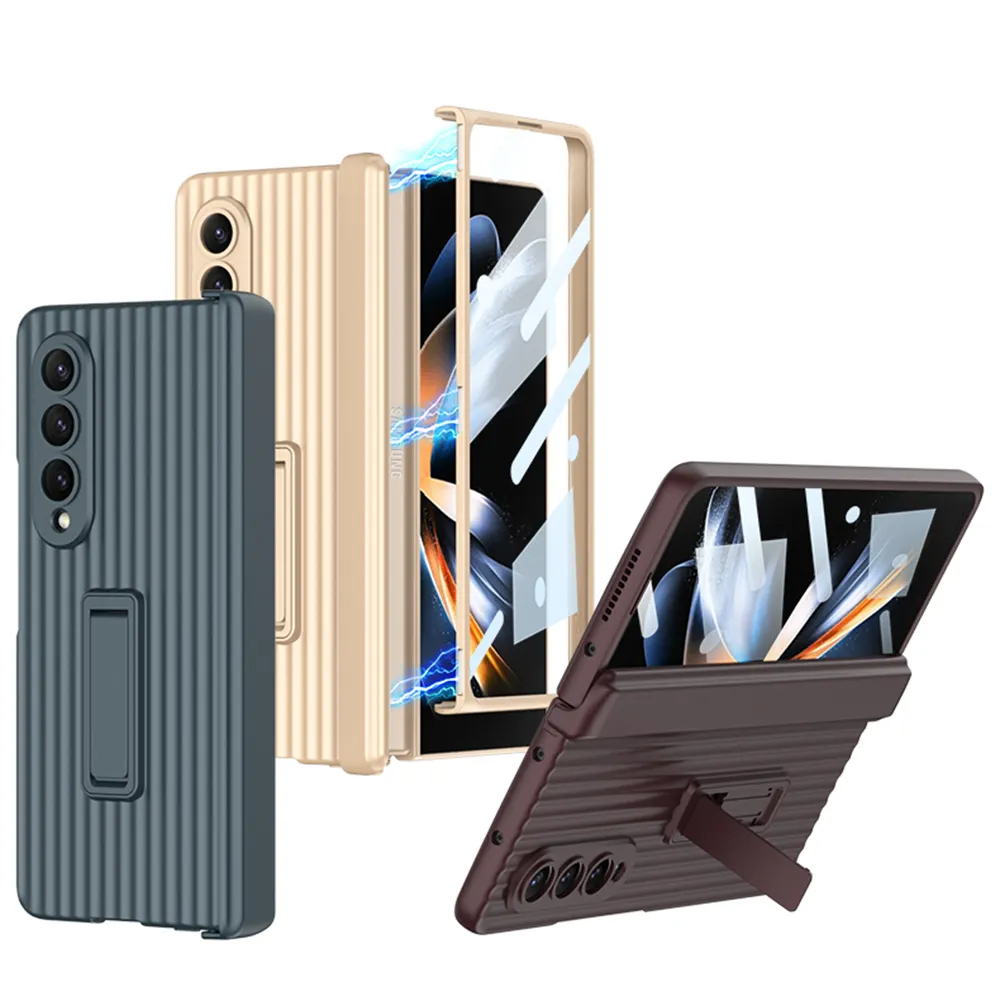 สำหรับ Samsung Galaxy Z Fold5/4/3 กรณีโทรศัพท์เดินทางแม่เหล็กดูดแกนบานพับกรณีฟิล์มผู้ถือทั้งหมดในหนึ่งรวมป้องกันกรณี