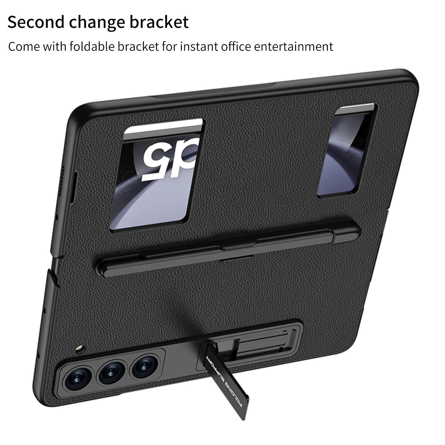 เหมาะสำหรับ Samsung Z Fold5 กรณีโทรศัพท์ฟรีพลิกกลับตอบรับหนังพับได้ปากกาเปิดหน้าต่างคู่ช่องป้องกันกรณี