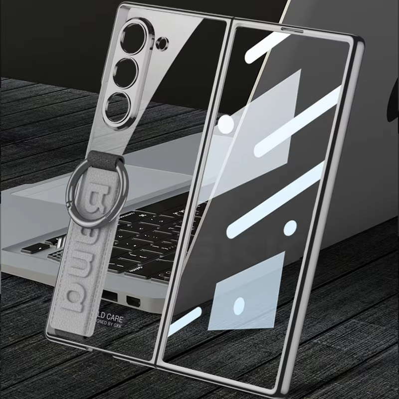 適用於三星Z Fold6透明電鍍側邊腕帶指環保護殼