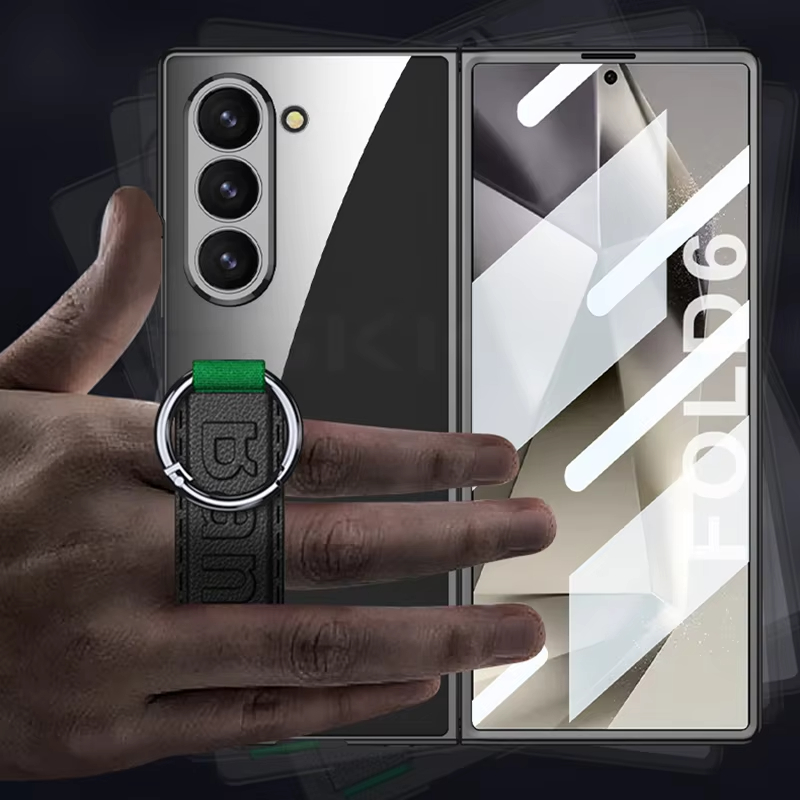 適用於三星Z Fold6透明電鍍側邊腕帶指環保護殼