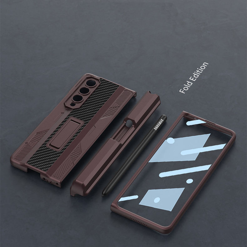 เหมาะสำหรับ Samsung Z Fold4 กรณีโทรศัพท์เครื่องผลักดันกลางปากกากรณีบุคลิกภาพแม่เหล็กดูดบานพับกรณีฟิล์มครอบคลุมทุกกรณีป้องกัน
