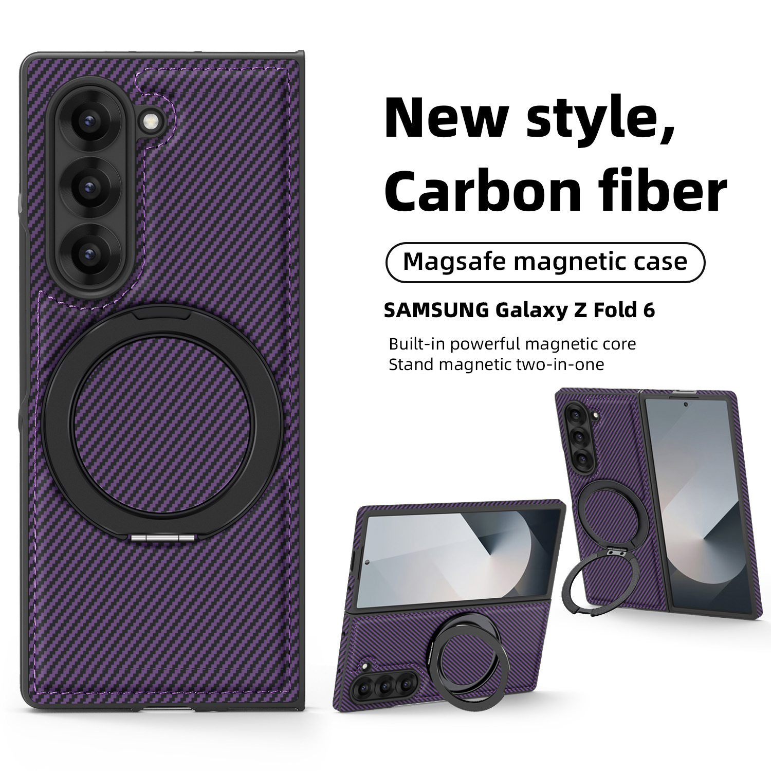 適用於三星Z Fold7/6/5/4/3新款360度磁吸支架凱夫拉紋保護殼