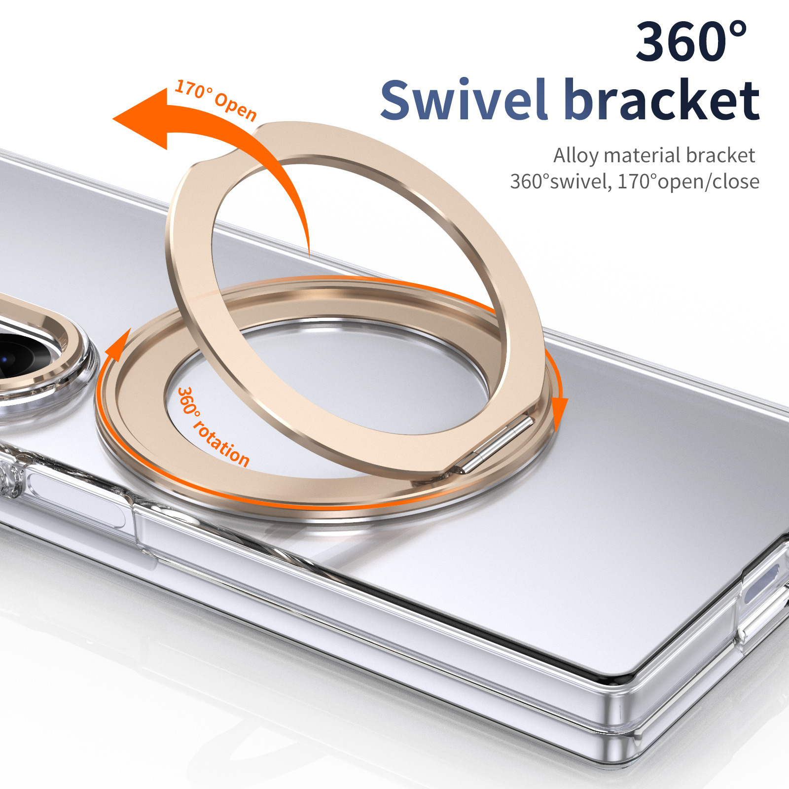 適用於三星Z Fold7/6/5/4/3透明磁吸旋轉支架無線充保護殼