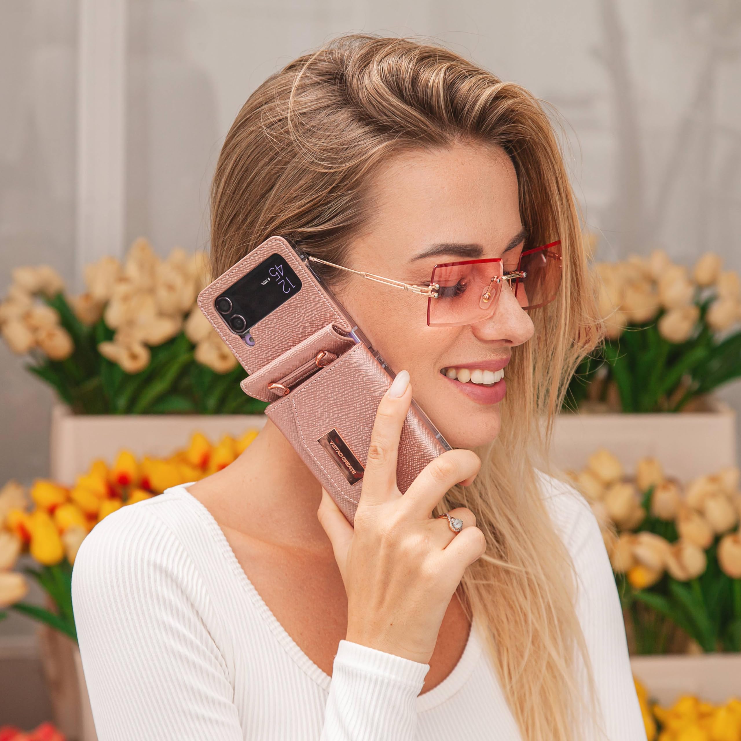 สำหรับ Samsung Z Flip 5/4/3 ตัวเอียงกระเป๋าสตางค์แบบพกพากรณี