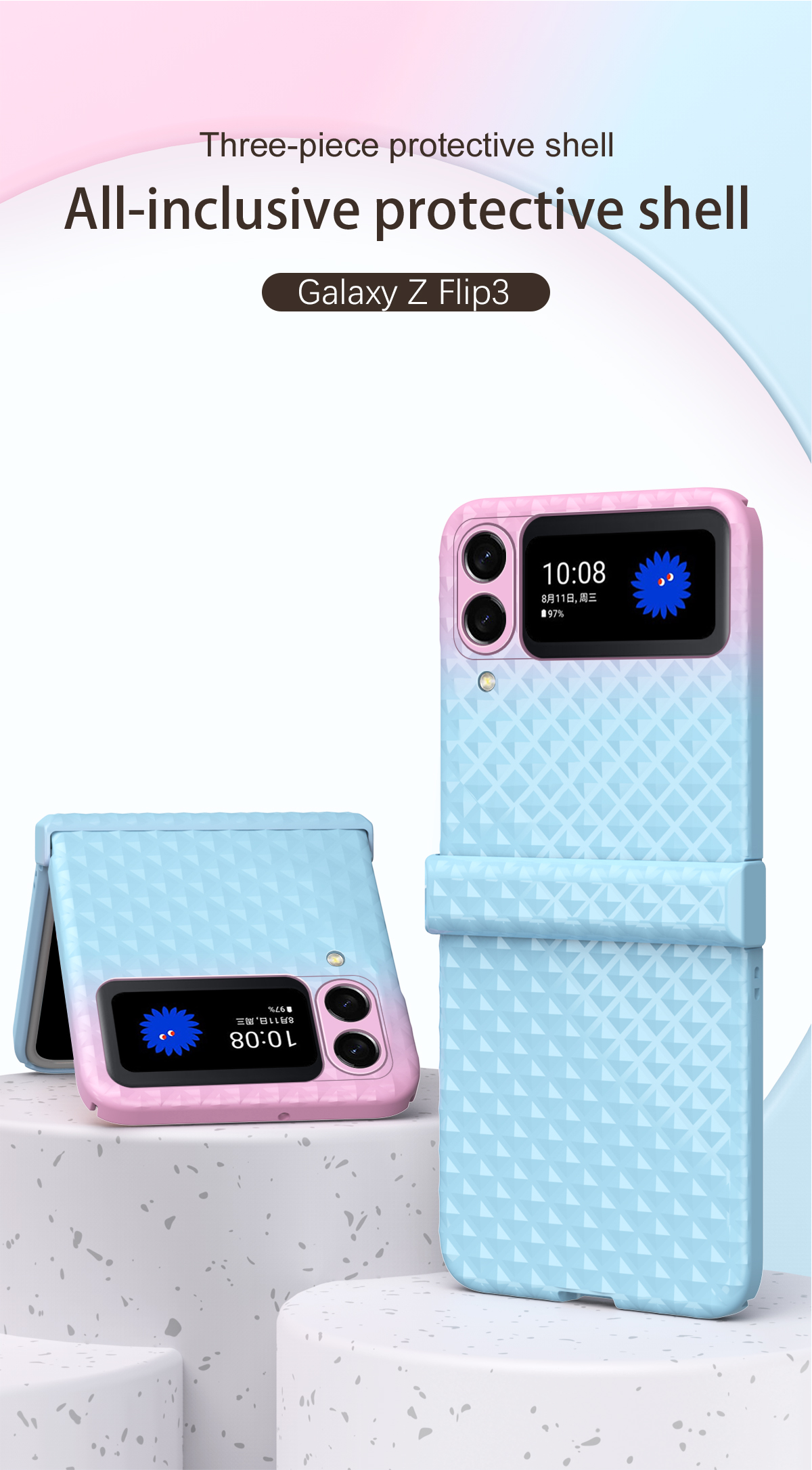 เหมาะสำหรับ Samsung Z Flip5/4/3 Rainbow Candy เคสโทรศัพท์กันกระแทกแบบพับได้