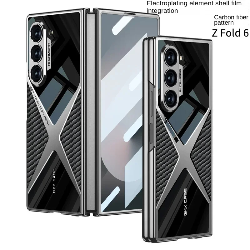 เหมาะสำหรับ Samsung Z Fold6/5/4/3 เคสป้องกันหนังชุบไฟฟ้าแบบใหม่