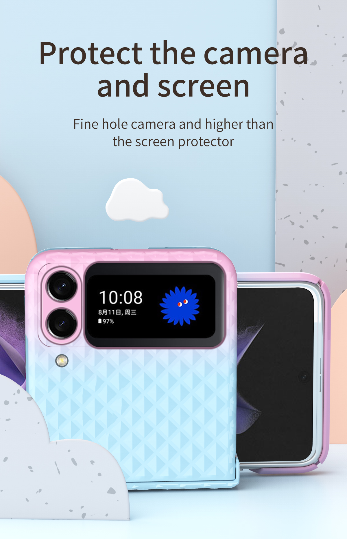 เหมาะสำหรับ Samsung Z Flip5/4/3 Rainbow Candy เคสโทรศัพท์กันกระแทกแบบพับได้