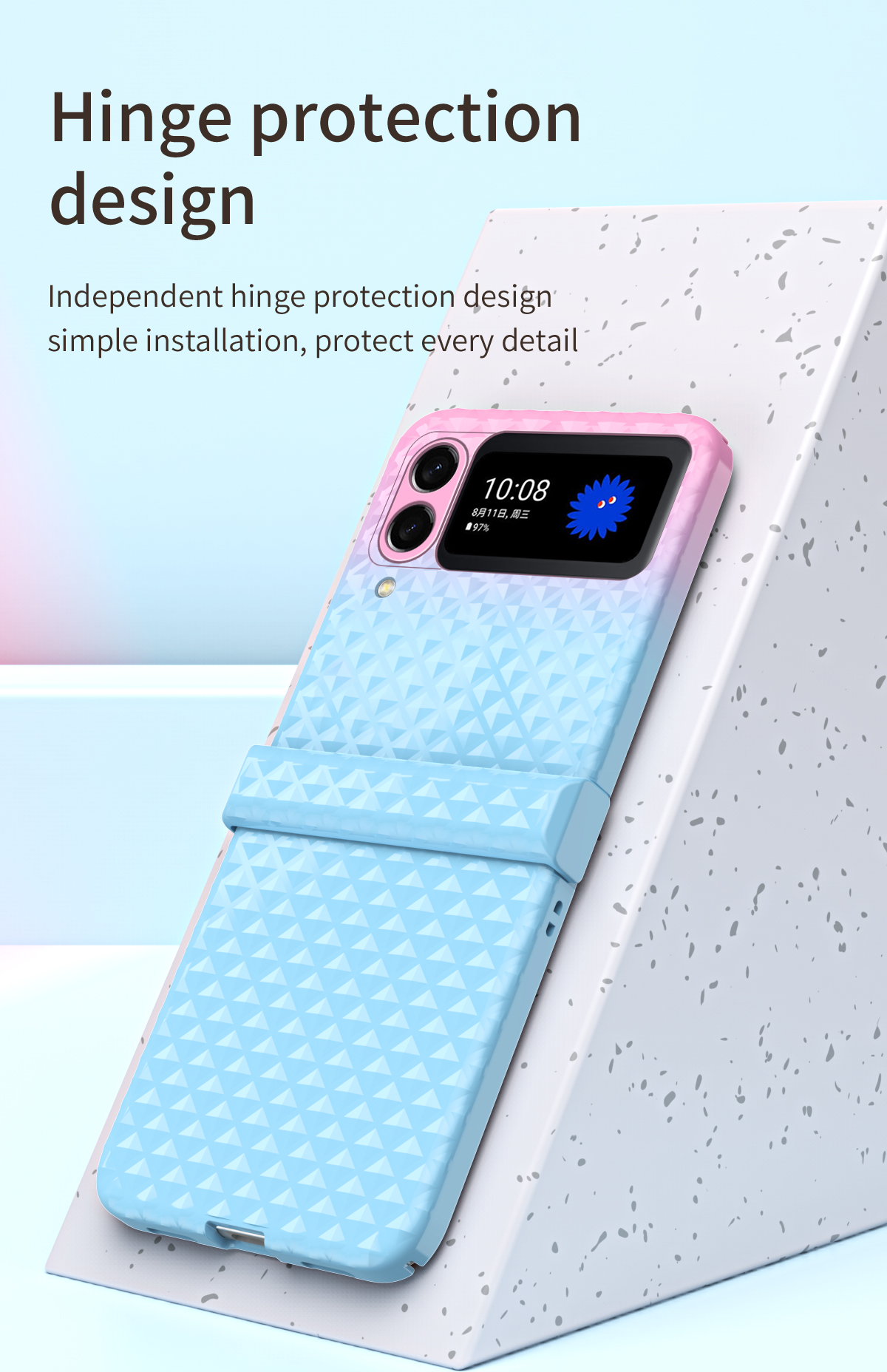 เหมาะสำหรับ Samsung Z Flip5/4/3 Rainbow Candy เคสโทรศัพท์กันกระแทกแบบพับได้