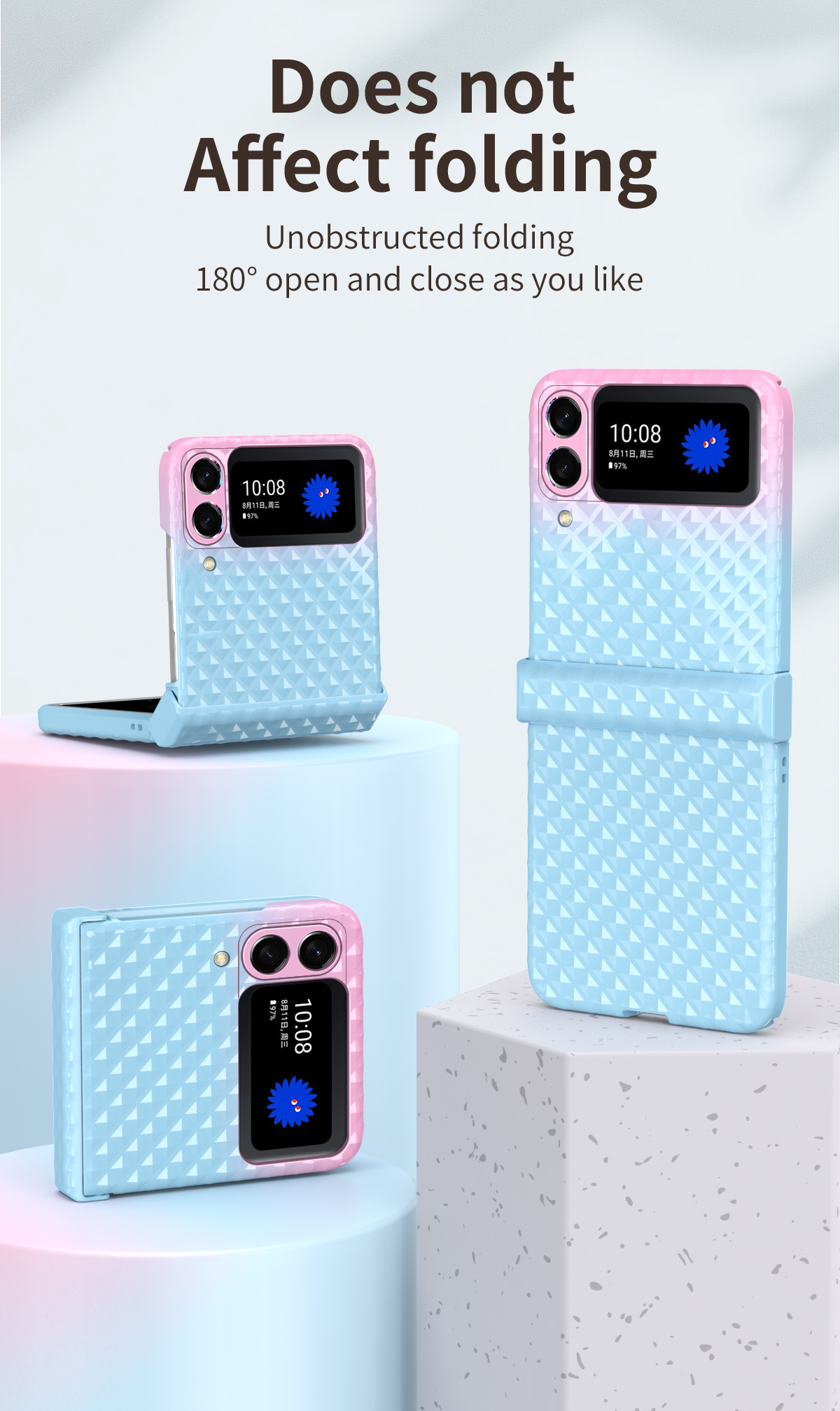 เหมาะสำหรับ Samsung Z Flip5/4/3 Rainbow Candy เคสโทรศัพท์กันกระแทกแบบพับได้