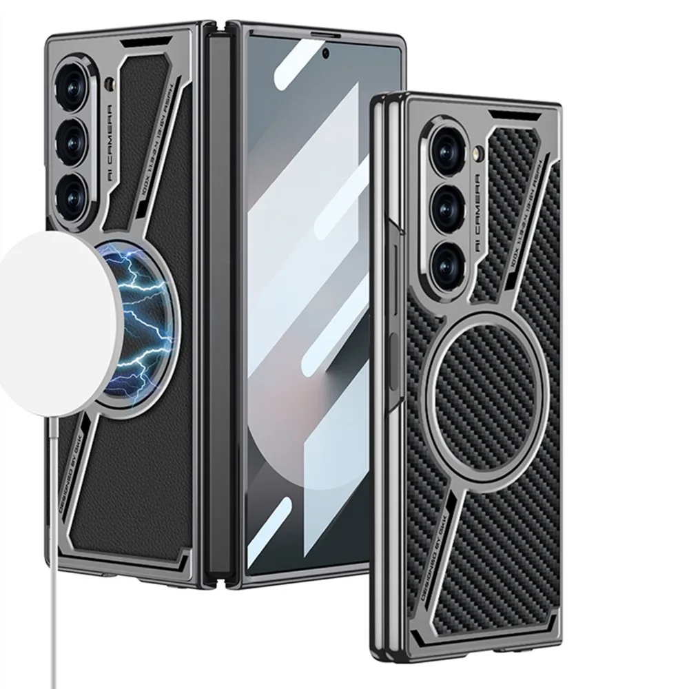 เหมาะสำหรับ Samsung Z Fold6/5/4/3 เคสป้องกันหนังชุบไฟฟ้าแบบใหม่