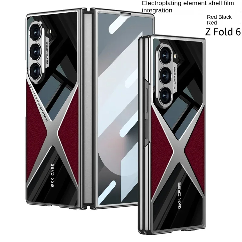 เหมาะสำหรับ Samsung Z Fold6/5/4/3 เคสป้องกันหนังชุบไฟฟ้าแบบใหม่