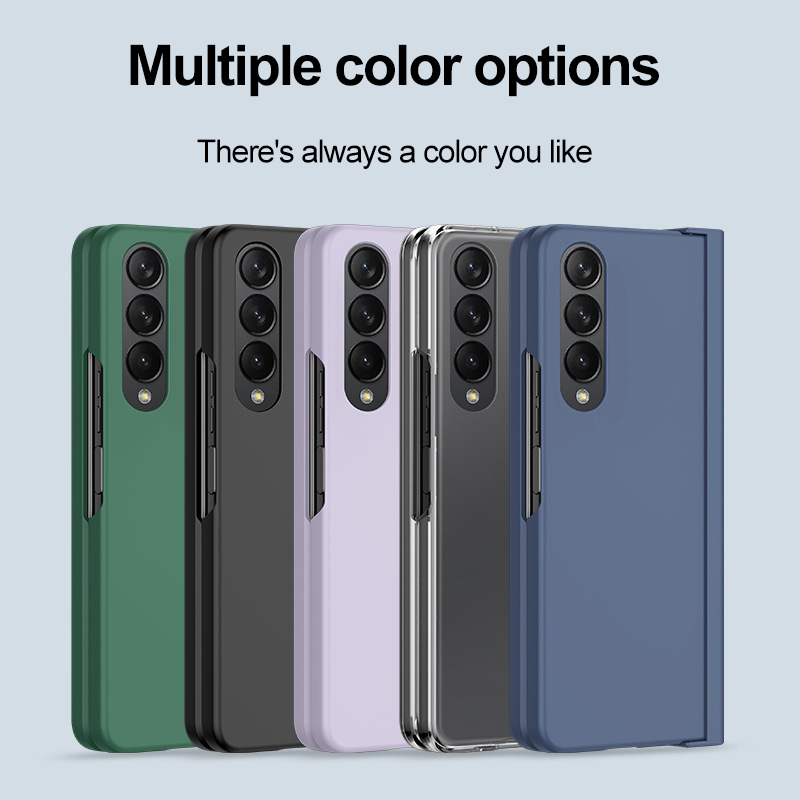 เหมาะสำหรับ Samsung Z Fold5/4/3 สีทึบฟิล์มป้องกันแบบเต็มรูปแบบพับเคสโทรศัพท์พร้อมที่วางปากกา