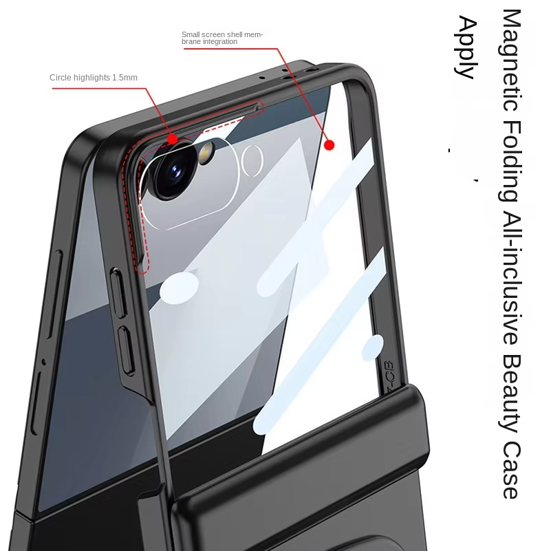 適用於三星Z Flip7新款美妝鏡磁吸轉軸保護殼