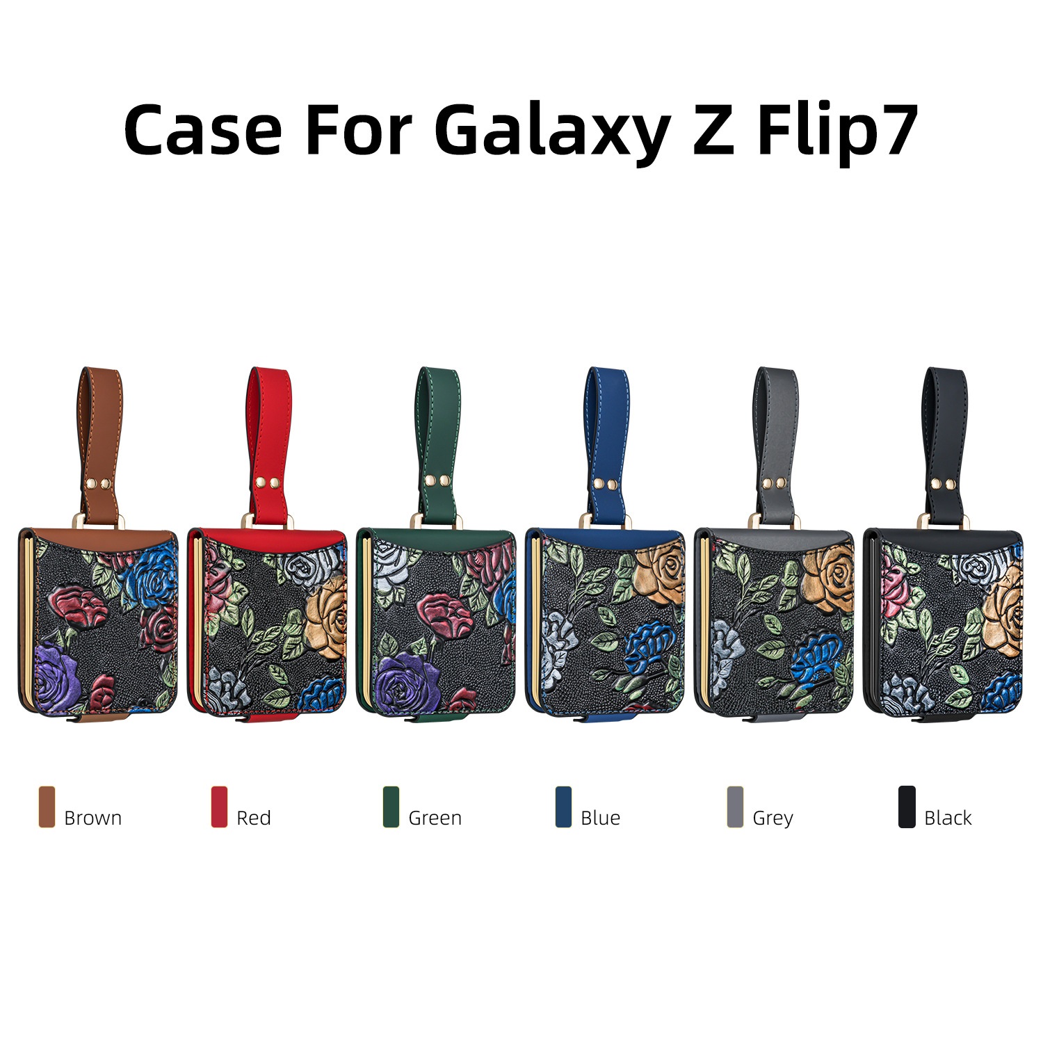 適用於三星Z Flip7新款電鍍浮雕彩繪腕帶皮套