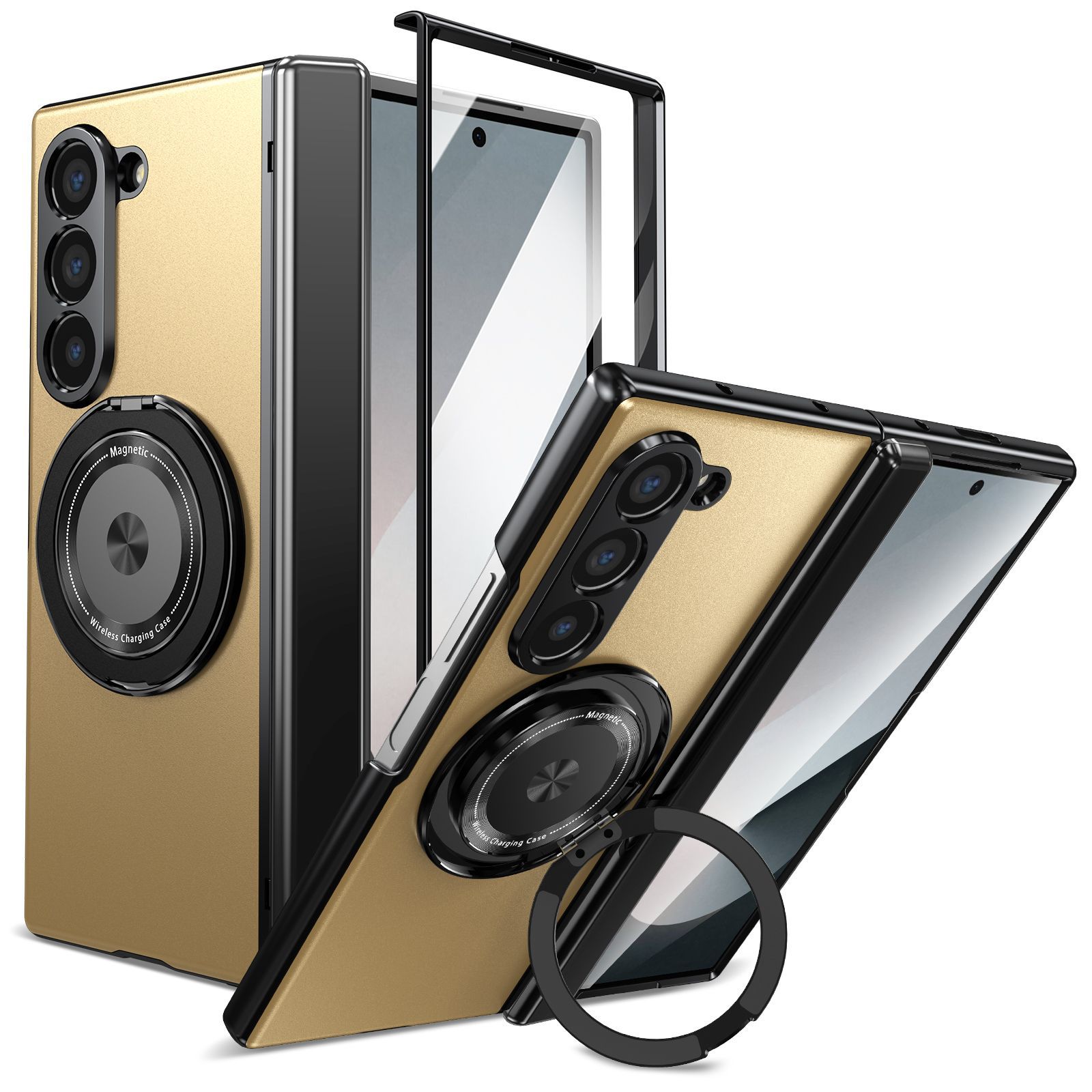 Suitable for Samsung Z Fold6/5/4/3 magnetic 360 degree rotating bracket full cover protective case