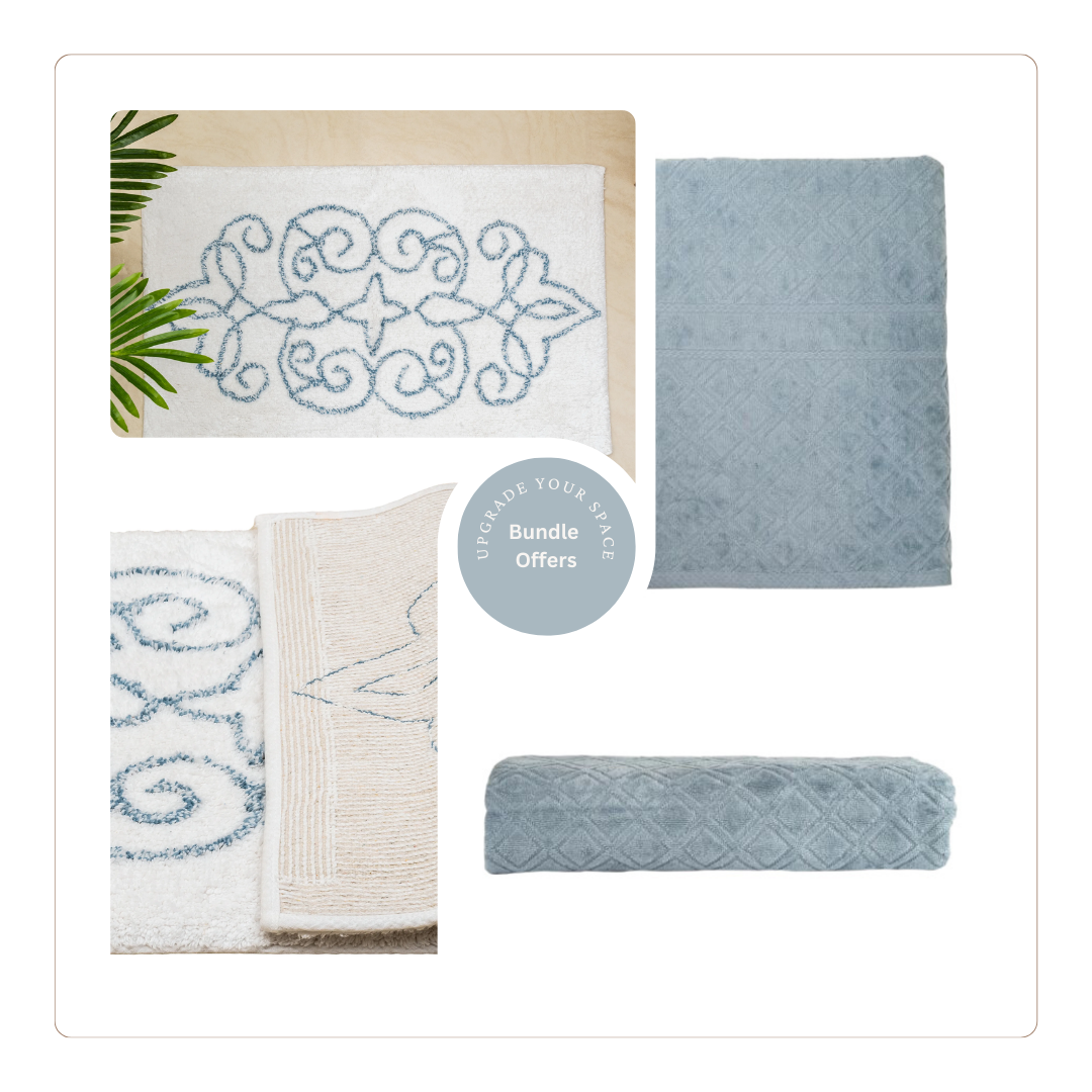 remium Velour Diamond Towel & Cotton Medallion Tufted Bath Mat