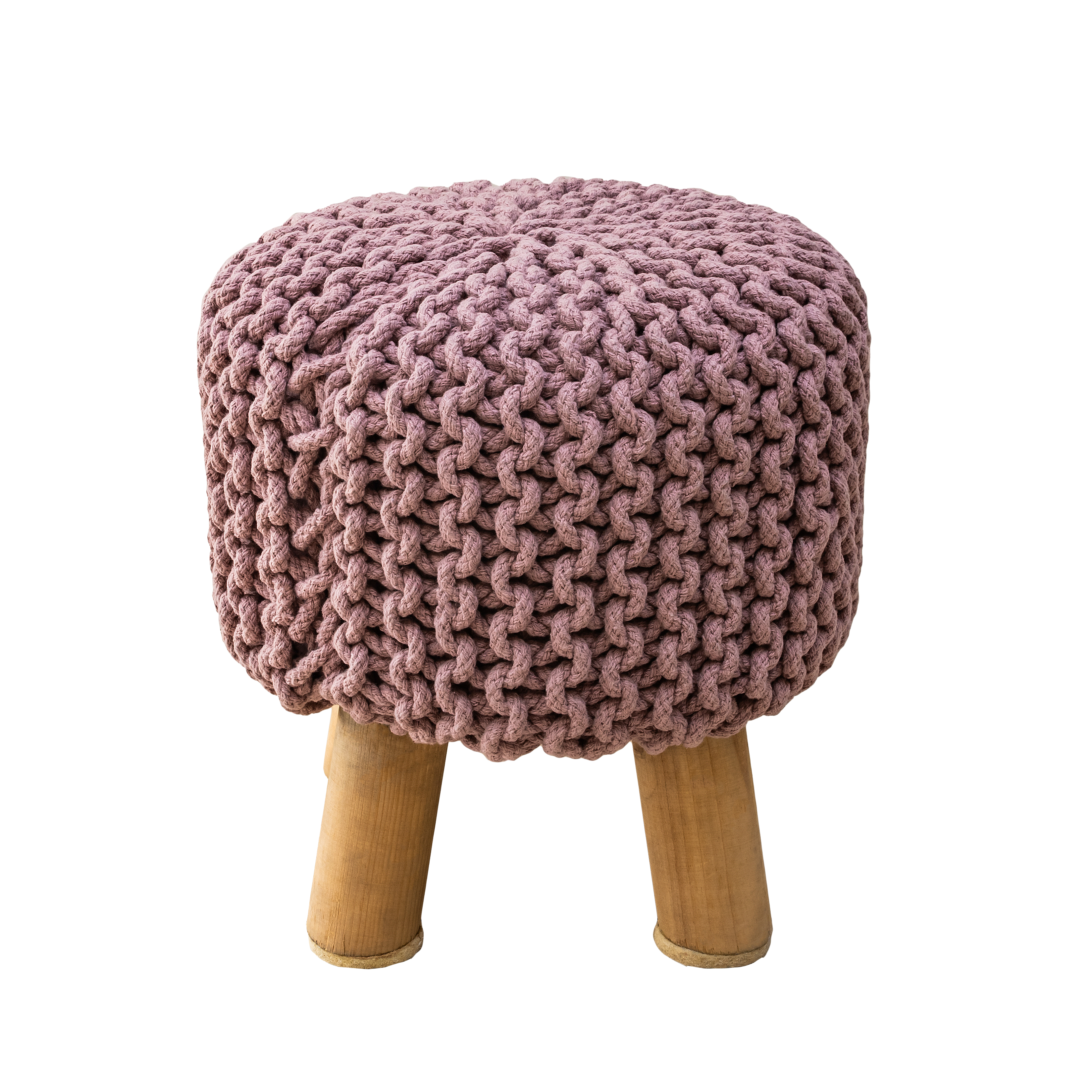 Kids Hand Knitted Cotton Braided Foot Rest Sitting Stool Ottoman Image