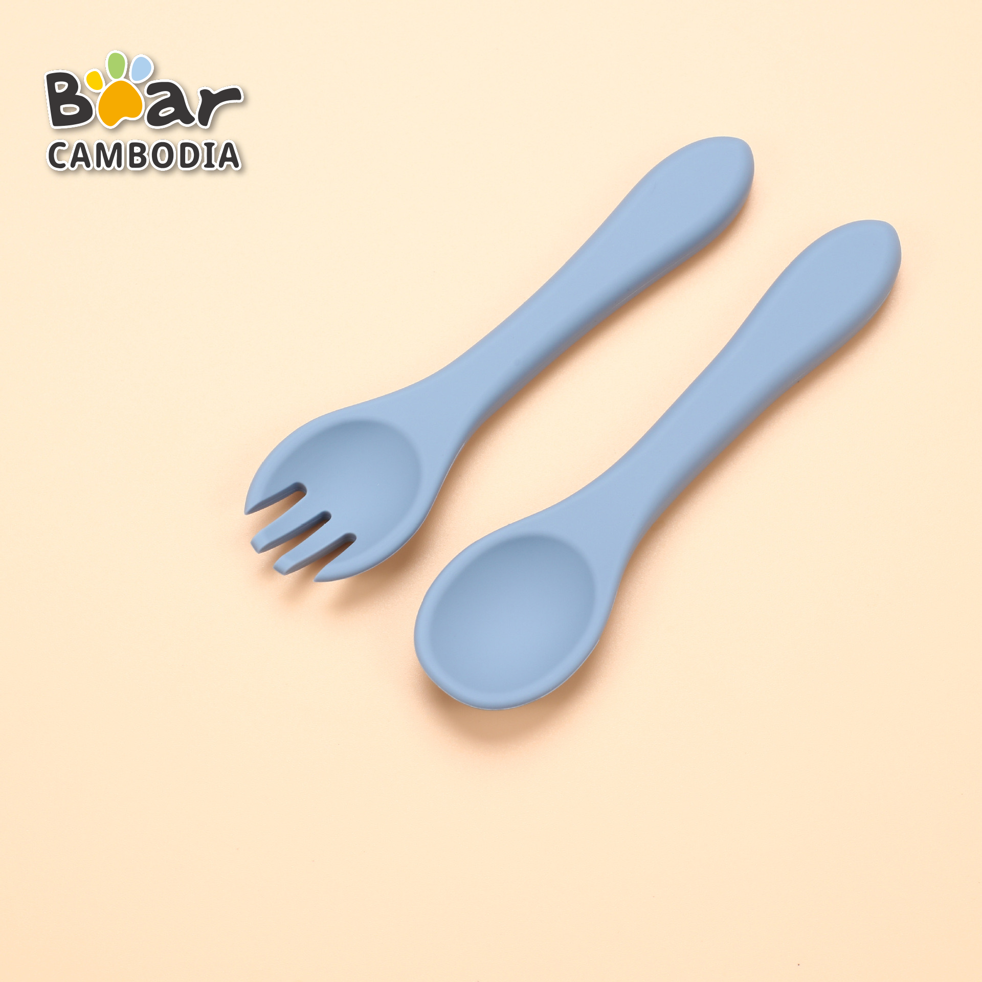 KY Silicone Fork & Spoon - Blue（KY ស៊ីលីកូនសម និងស្លាបព្រា - ពណ៌ខៀវ）