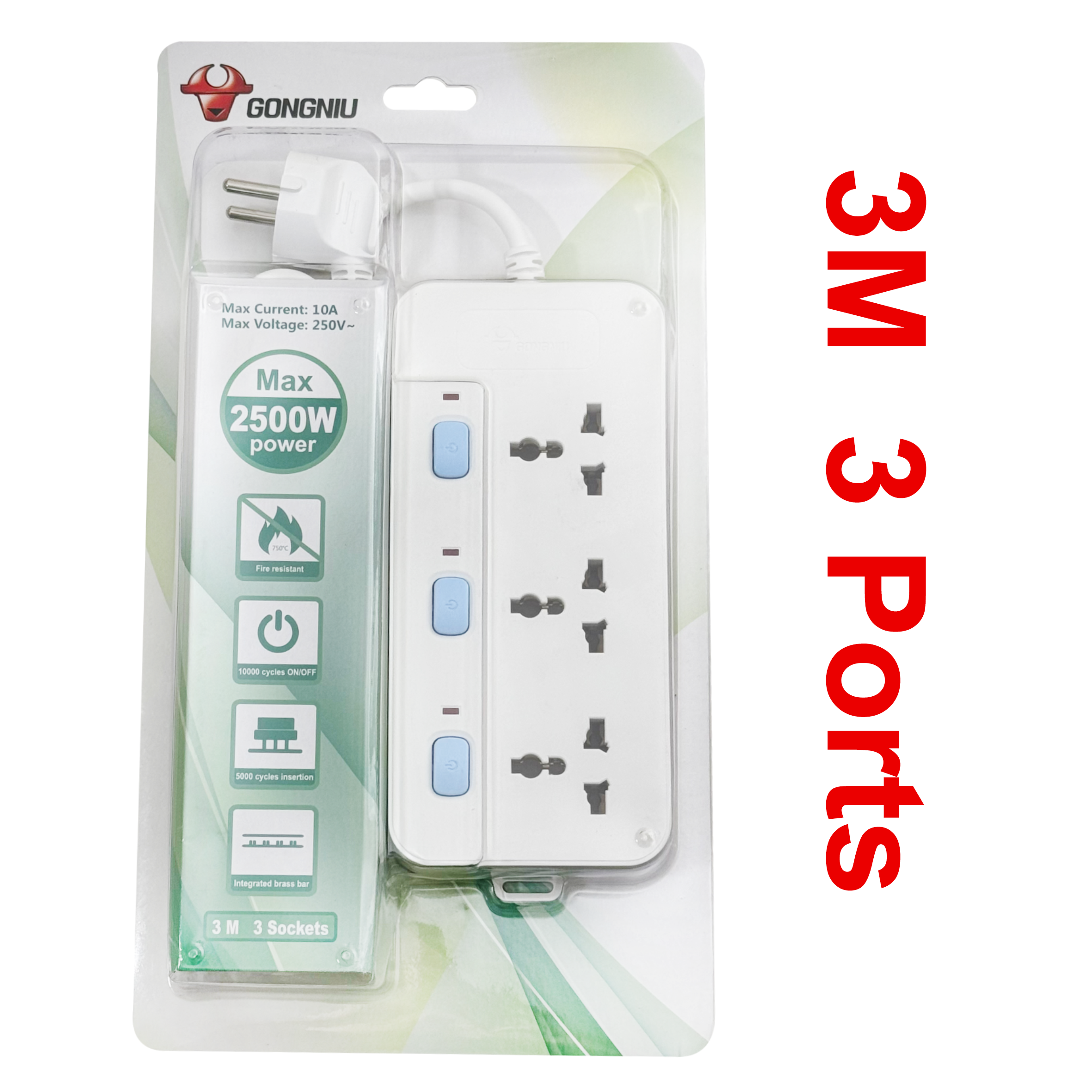 GONGNIU Adapter 3 Ports 3M