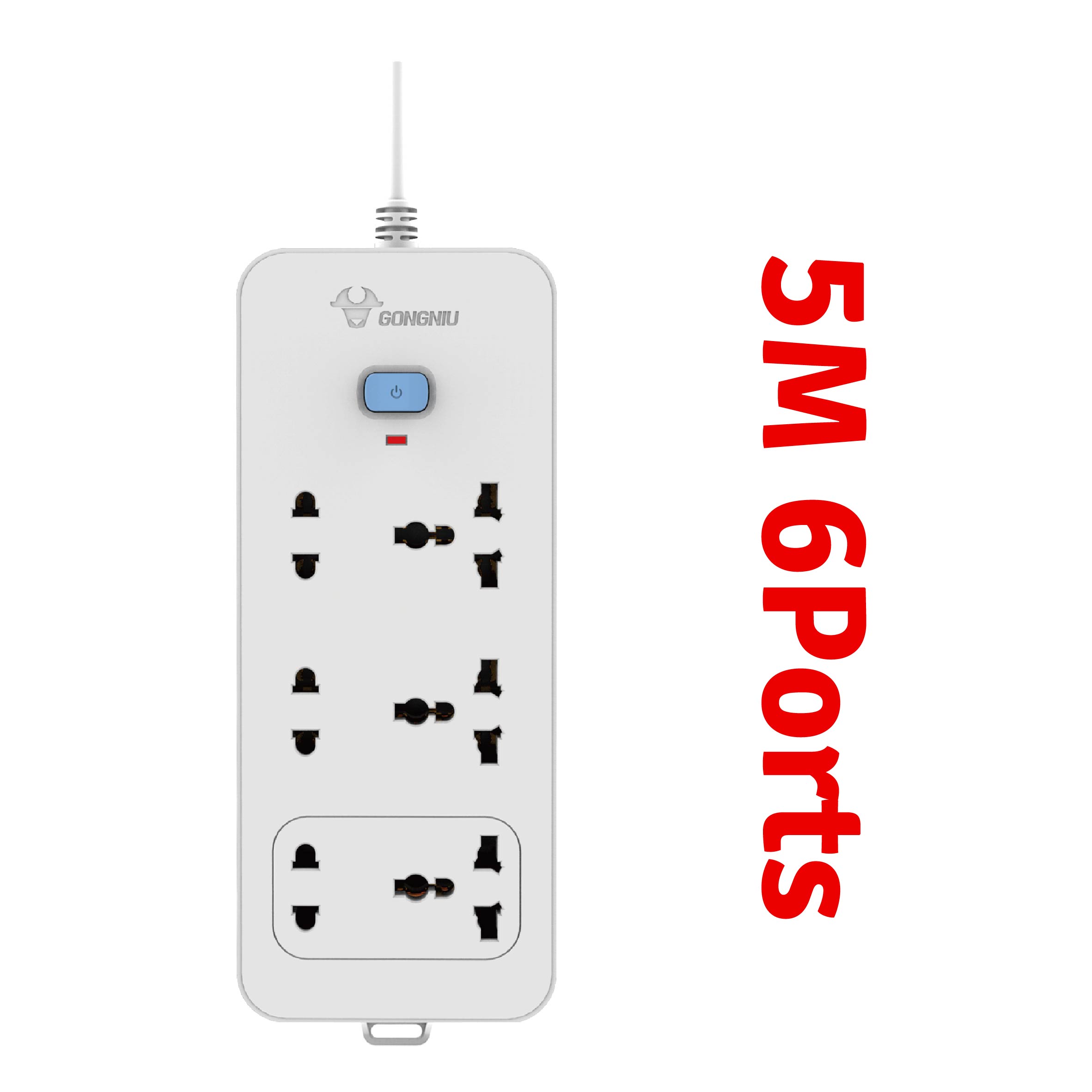 GONGNIU Adapter 6 Ports 5M(ព្រីភ្លើង​6រន្ធ5ម៉ែត្រ)